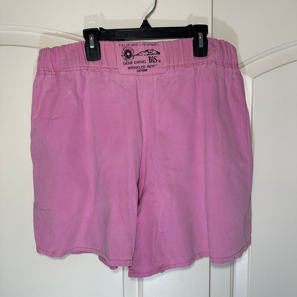 Gene Ewing BIS Shorts Womens S Pink California Sunwash Wrinkled Rich Denim VTG